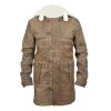 Distressed Brown Bane Coat Dark Knight Shearling Real Genuine Leather Jacket - Image 2