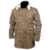 Distressed Brown Bane Coat Dark Knight Shearling Real Genuine Leather Jacket - Image 3