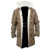 Distressed Brown Bane Coat Dark Knight Shearling Real Genuine Leather Jacket - Image 5