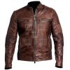 Vintage Distressed Brown Biker's Leather Jacket