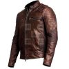 Biker's Vintage Distressed Brown Genuine Leather Jacket - Image 2
