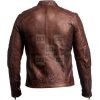 Biker's Vintage Distressed Brown Genuine Leather Jacket - Image 3
