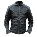Bat Logo Genuine Black Leather Jacket