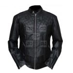 Batman Logo Quilted Black Leather Jacket
