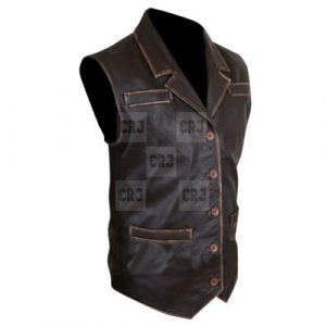 Cullen Bohannan Hell On Wheels Cowhide Distressed Genuine Leather Vest - Image 2