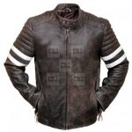 Fight Club Distressed brown Leather Jacket