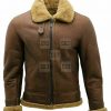 Jake wood Cognac Brown B3 Bomber RAF Aviator Leather Jacket - Image 2