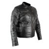 Herren Black Biker Mens Faux Leather Jacket - Image 3