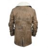 Genuine Cowhide Leather Bane Coat Distressed Brown Faux Shearling Jacket - Image 3