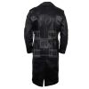 Men's Vintage Duster Trench Coat  Black Long Leather Overcoat - Image 3
