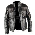 Distressed Infinity Black Leather Jacket