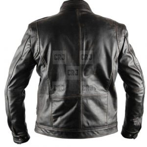 Distressed Men's Infinity Genuine Black Real Leather Jacket - Image 4