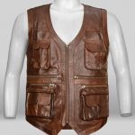 Faux Brown Jurassic World Genuine Leather Vest