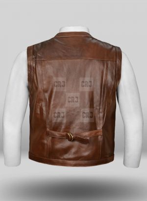 Faux Brown Jurassic World Genuine Leather Vest - Image 2