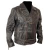 Terminator Biker Distressed Black Leather Jacket