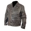 Terminator Biker Distressed Black Leather Jacket - Image 2