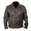 Terminator Biker Distressed Black Leather Jacket - Image 5
