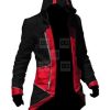 Red & Black Assassin’s Creed 3 Unisex Leather Hoodie Jacket