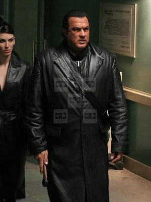 Steven Seagal Leather Jacket | Against the Dark Steven Seagal Black Leather Coat - Image 4