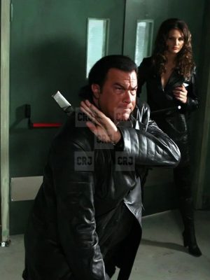 Steven Seagal Leather Jacket | Against the Dark Steven Seagal Black Leather Coat - Image 5