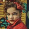 Barbara Palvin Numero Red Leather Coat - Image 2