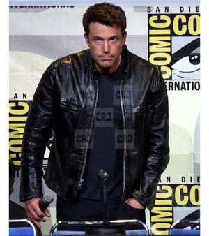 Distressed Ben Affleck Real Black Leather Jacket