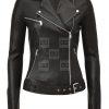 Slim Fit Biker Genuine Leather Jacket For Women