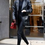 Bella Hadid Black Leather Vintage Style Blazer