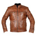 Cafe Racer Tan Brown Biker Leather Jacket