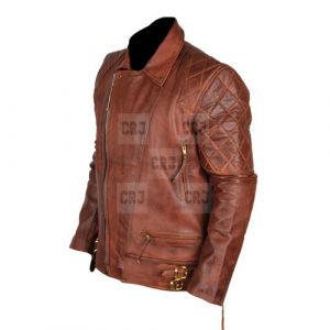 Tan Brown Cafe Racer Bikers Leather Jacket - Image 3