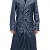 Long Wool Assassins Creed Leather Blue Overcoat