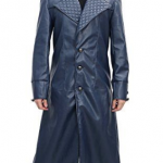 Long Wool Assassins Creed Leather Blue Overcoat