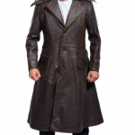 Long Wool Assassins Creed Leather Brown Overcoat