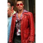 Fight Club Brad Pitt Tyler Durden Red Leather Jacket