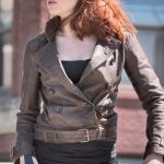 Avengers Scarlett Johansson Slim Fit Brown Leather Jacket