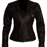 Black Women Slim Fit Biker Leather Jacket