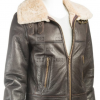 Women Aviator Dark Brown Shearling Leather Jacket - Image 2