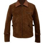 Brad Pitt Allied Genuine Brown Suede Leather Jacket