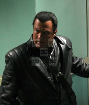 Steven Seagal Leather Jacket | Against the Dark Steven Seagal Black Leather Coat - Image 6