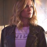 Captain Marvel Brie Larson Distress Black Leather Jacket