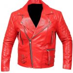 Cafe Racer Biker Red Real Leather Jacket
