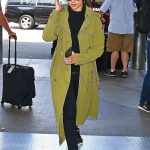 Green Color Camila Cabello Cotton Long Trench Coat