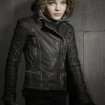 Black Slim Fit Camren Bicondova Motorcycle Jacket