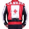Multi Color Canadian Flag Bomber Biker Leather Jacket - Image 2