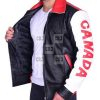 Multi Color Canadian Flag Bomber Biker Leather Jacket - Image 3
