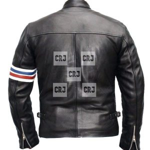 Captain America Vintage Easy Rider Black Leather Jacket - Image 2