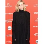 Carey Mulligan Long Black Wool Rain Coat