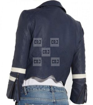 Agents of Shield Chloe Bennet Blue Leather Jacket - Image 2