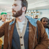 Chris Evans Casual Brown Suede Leather Bomber Hoodie Jacket