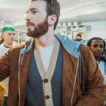 Chris Evans Casual Brown Suede Leather Bomber Hoodie Jacket